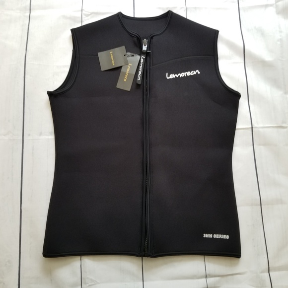 Lemorecn Mens Wetsuits Top Premium Neoprene 3mm Zipper Diving Vest